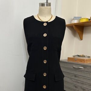 J. Crew Black Sleeveless Button-Front Mini Dress